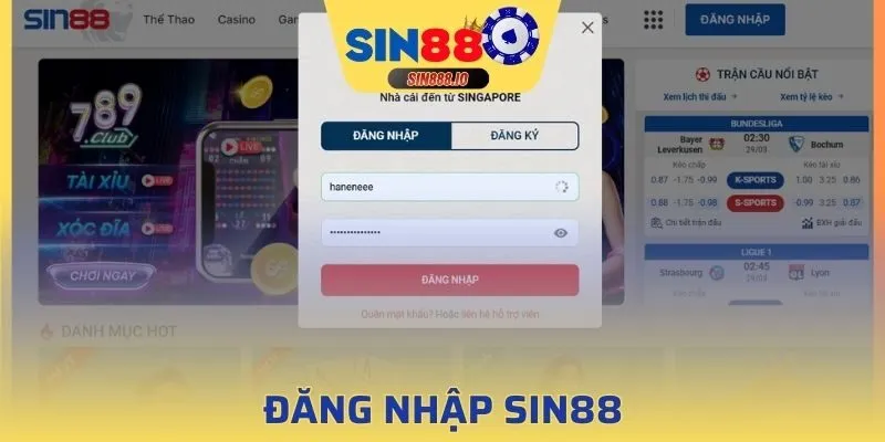 đăng nhập SIN88
